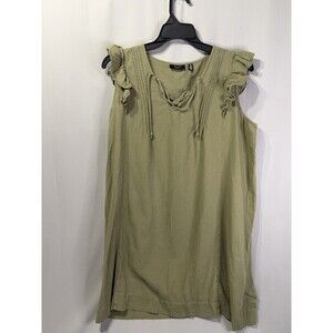 Ella Casual Cotton Green Sleeveless  Sun Dress  XL